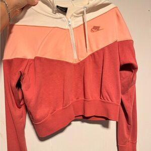Nike Women's Cropped Hoodie - shades of pink and Cream